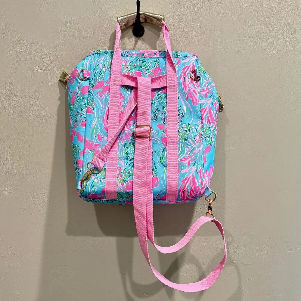 NWT Lilly Pulitzer Insulated Backpack Cooler in Pink Blue Floral